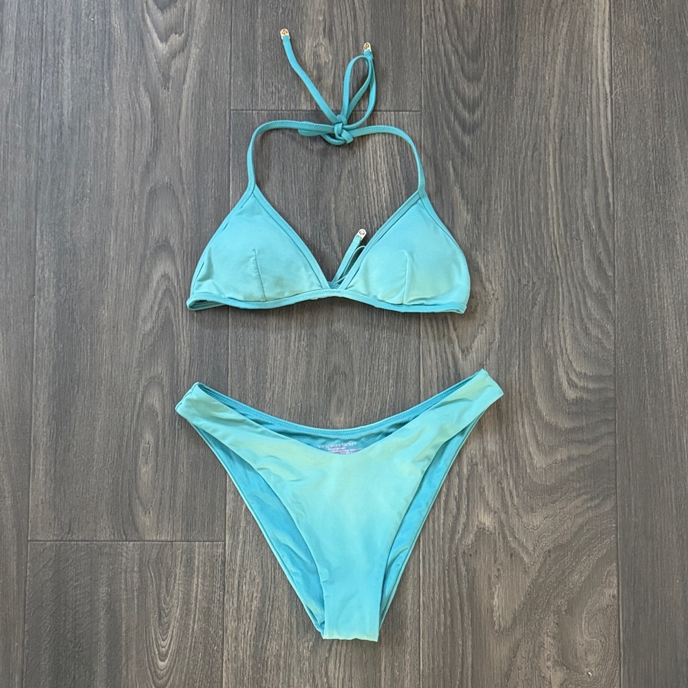 Victoria’s Secret Turquoise High Leg Triangle Bikini Set Size Small
